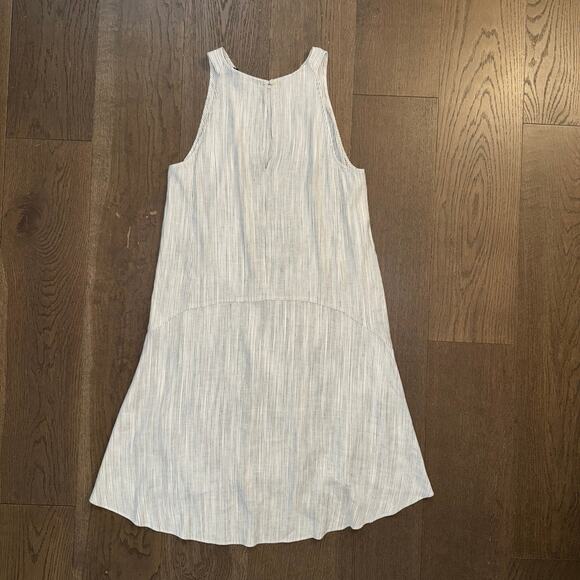 Theory Alderdale Linen High-Low Sleeveless Dress Ikat Tierra Ivory Blue Size 8 - Picture 2 of 6